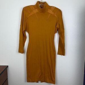 Xabia Mustard Drop Shoulder Dress Suede Vintage